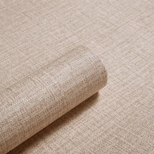 Cozylkx Papel Tapiz con Textura De Lino, 40cm x 100cm, Rollo De Plástico con Parte Posterior Adhesiva, Papel De Contacto De Tela De Hierba Sintética, Papel De Pared para Decoración del Hogar