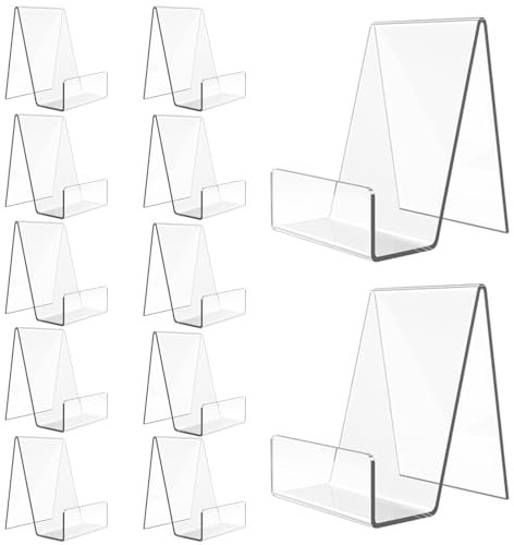 LOPYXBR 12 Stück Buchständer Acryl, 10,5 x 8,3 x 7,5 cm Buchhalter Transparente Buchaufsteller Warenträger Acrylaufsteller für Büchern, Handwerk, Kunsthandwerk und Fotos