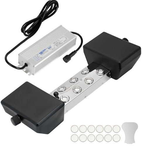 MUYIRTED 8 Head Ultrasonic Mist Maker Fogger 6400 ML/H Mister Fogger, Atomizer With Buoy And 350w Power Supply, Air Humidifier Fog Machine For Ponds, Fountains, Stainless Steel (Uk Plug)