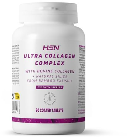 HSN Ultra Colágeno Hidrolizado Complex Bovino 3600mg | 90 Tabletas recubiertas sin sabor | Con Sílice Natural y Magnesio | Bajo Peso Molecular (3KDa) | No-GMO, Sin Gluten ni Lactosa ni Pescado