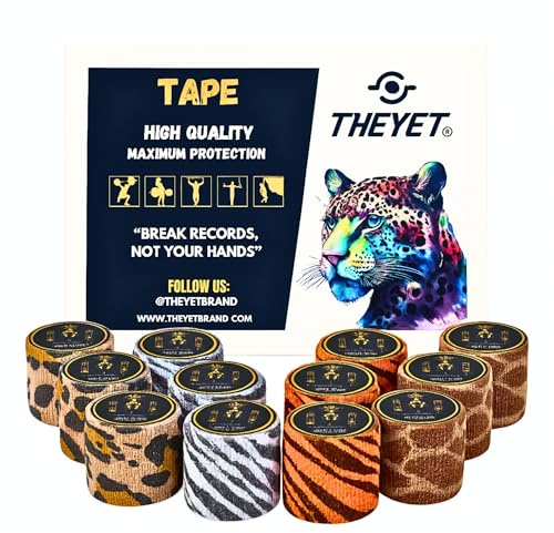 Theyet Tape Crossfit Dita | Nastro Elastico Sportivo per Hook Grip & Sollevamento Pesi | Protezione Pollice e Articolazioni | Nastro Coesivo 5 cm – Pack 4/12 Rotoli