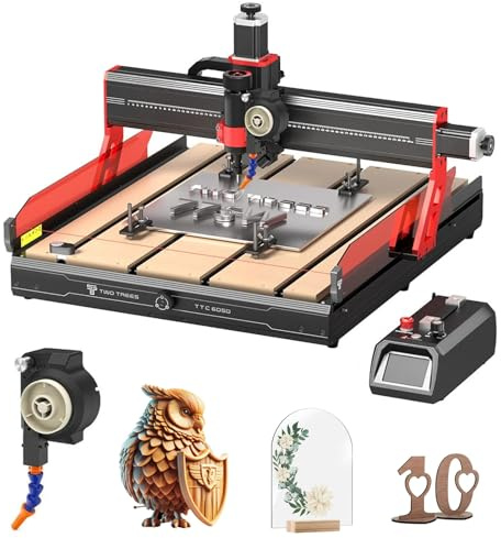 Twotrees TTC6050 500W CNC Milling Machine with 500W Air Cooling Kit, 600 x 500 x 100mm Working Area, Integrated CNC Engraving, No Installation Required