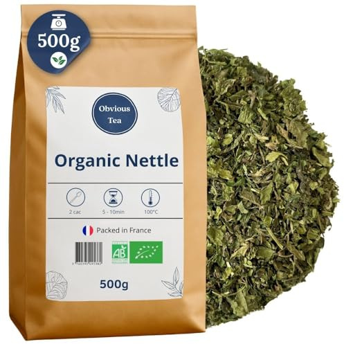 Nettle Tea Organic, Loose Leaf Herbal Infusion, Detox, Caffeine-Free, 500g | Whole cut Urtica dioica leaves with an earthy herbal flavour, rich in minerals, enjoyed hot or as iced tea, packed in France