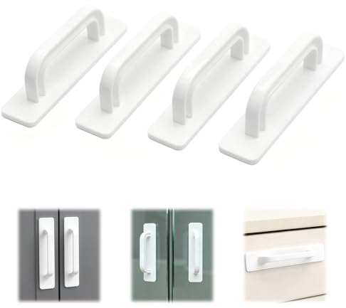 4PCS poignées autocollantes 10x2.5cm Poignée porte à fixation adhésive poignées portes coulissante Aucun perçage requis poignet de porte cuisine applicable Cuisine balcon placards tiroirs et fenêtres