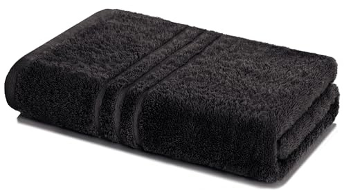 Lavea® Drap de Bain 100x150 cm – Serviette de Sauna en éponge 100% Coton, Doux, Absorbant et Résistant – Idéal Salle de Bain, Spa, Hôtel - Noir