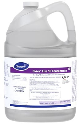 Oxivir Diversey 4963314 Five 16 One-Step Hospital Strength Disinfectant Liquid Cleaner, Accelerated Hydrogen Peroxide, Concentrate, 1-Gallon
