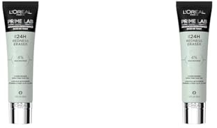 L'Oréal Paris Redness Eraser Primer, Basis für ein langanhaltendes Make-up, Sofort kaschierte Rötungen, Bis zu 24h Halt, Prime Lab Advanced Derm Primer, 30 ml (Packung mit 2)