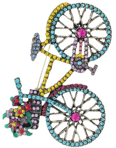 AUTSUPPL Broche De Bicicleta Para Mujer Pin De Solapa Con Pedrería Para Ropa Bolsos Sombreros Y Bufandas Accesorio Decorativo Para Cumpleaños Actuaciones Y Regalos Para Un Ciclista 2.87X2.04In