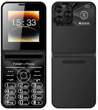 Cuifati Teléfono Celular con Tapa para Personas Mayores, Botón Grande, Sonido Fuerte, Pantalla Dual de 2,6 Pulgadas, 4 Tarjetas, 4 Teléfonos Móviles con Tapa en Espera 2G con Marcación