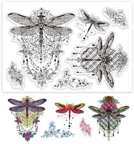 PH PandaHall Libellen Stempel Zur Kartengestaltung Stempel Mit Insektenmotiv Transparent Blumenstempel Für Bastelarbeiten Scrapbooking Alben Notizbücher Dekoration Basteldeko