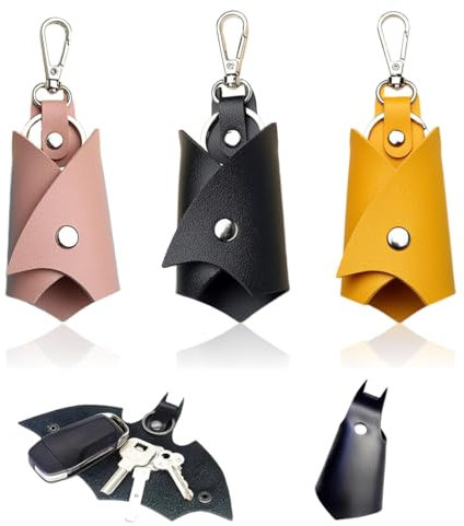 Portachiavi da Uomo e Donna con Custodia in Pelle - 3 Pezzi per Chiavi di Casa, Borsa Portatile