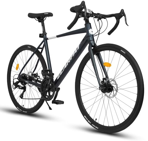ItWorths 700c x 28c Road Bike with Drop Bar, 16 Speed Road Bicycle, Lightweight Aluminum Frame, Racing Bike with Dual Disc Brake for Men Women, Ideal for High-Intensity Riding, Blue