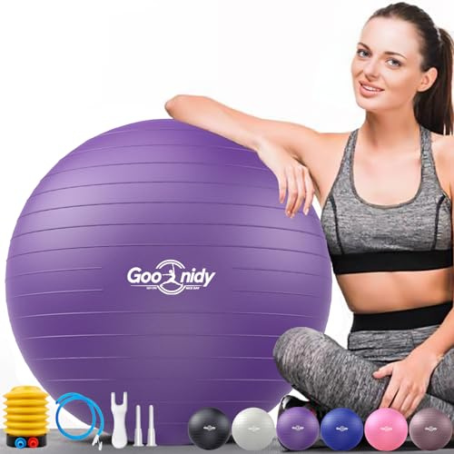 Palla da ginnastica morbida grande, protezione anti-scoppio, palla da seduta per ufficio, ergonomica, supporta 2200 libbre, palla da yoga, palla da softball, palla da fitness con pompa per gravidanza