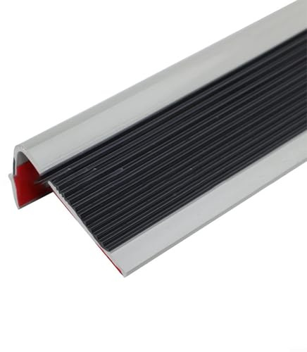 Jonikuper Nez d'escalier en caoutchouc pour plus de sécurité | Auto-antidérapant pour bordure | Convient pour carrelage, bois, métal, verre | 100 cm gris (noir)