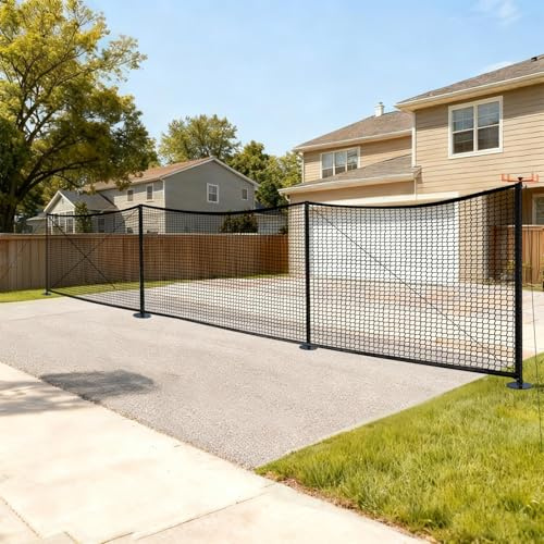 Driveway Guard Barricade Net - HDPE 5FT High 31/41FT Sizes 7.9inch Spiral Stakes 200% Anti-Tear with Middle Support Foldable Hook Prevents Kids & Toys Falling