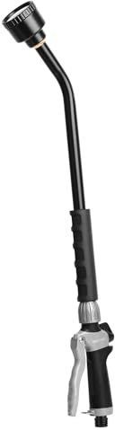 RESTMO 61cm Full Shower Watering Lance with Flow Control, Heavy-Duty Metal Hose Wand with High-Gloss Powder Coating, Gentle Rainfall Spray for Hanging Baskets, Shrubs & Delicate Plants, Flash Black