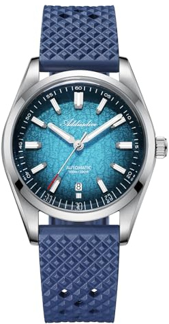 ADDIESDIVE Orologio Uomo Automatico 8215 Movimento Cinturino Gomma Fluorurata FKM Impermeabile 100 M K1 Vetro Bolla AD2531 BGW9 Luminoso Quadrante con Gradiente