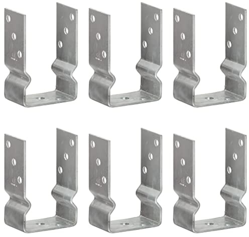 Set di 6 supporti per pali a forma di U, 9 x 6 x 15 cm, manicotto da terra per recinzione in legno, ancoraggio per pali in acciaio zincato a caldo, per giardinaggio