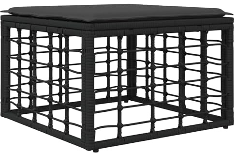 Générique Pouf De Jardin Noir en Poly Rattan Modulable | Acier Traité, Coussins Zip, Design Rustique, Entretien Facile, Pour Patio Balcon