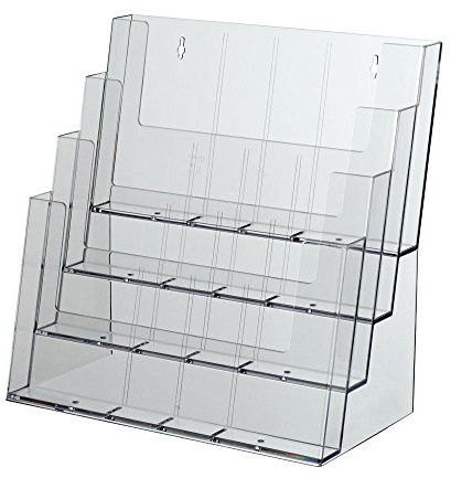 taymar Porte-brochures de table XXL, tribune, divers formats DIN, 4 étages, transparent