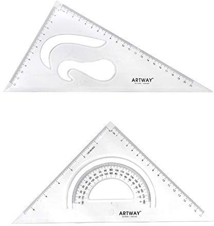 Artway - Lot de 2 équerres en Plastique - Angles de 45 et 60 degrés - Simple 2302621