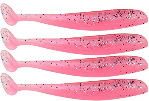 20 Pcs Fishing Soft Lure 7.5cm/2g Plastic T Tail Bait Artificial Worm Swimbait for Bass Trout Walleye Fishing Accessory(Pink)