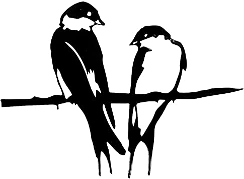 CMOISO Silhouette doiseau, 2 Oiseaux sur la Branche métal Art Jardin décoration, Noir
