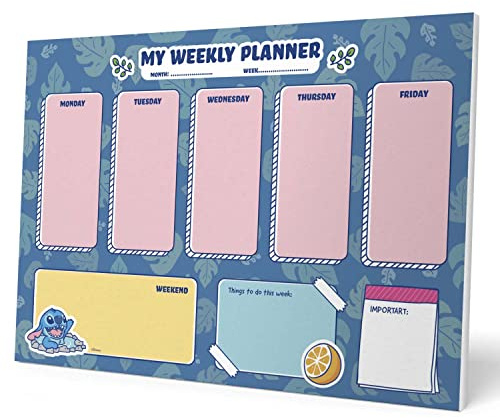 Grupo Erik - Bloc Notes A4 Disney, Lilo & Stitch, Semainier | Sous-Main Bureau, Planner Hebdomadaire | Papeterie de Bureau, To Do List, Blocs Mémo, Fournitures Scolaires