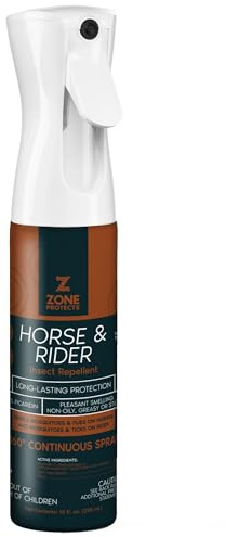 Zone Protects Horse & Rider Picaridin Insect Repellent – 10 oz Continuous Spray (Non-Aerosol), DEET-Free, 12-Hour Protection, Light Fresh Scent, Repels Flies, Horse Flies, Gnats, Mosquitoes