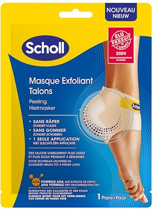 Scholl Masque Pieds Exfoliant - Peeling et Élimination des Callosités - Hydratation Intense Pieds Doux et Régénérés - Idéal pour Talons Abîmés - 2 Chaussettes Soin Pieds - Facile et Rapide