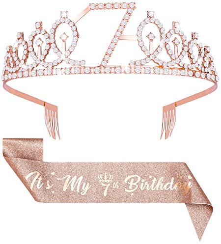 Abeillo Couronne et Écharpe d'Anniversaire pour 7 Ans - It's My 7e Fête - Cadeau pour Fille