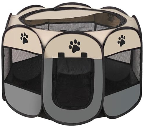 GA COMMUNICATIONS Corral portátil para mascotas, jaula plegable para perros y gatos, corral de juego para cachorros, malla transpirable, tienda suave para perros medianos, corralitos de viaje
