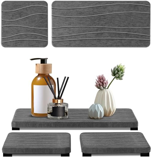 3PCS Water Absorbing Stone Tray, Fast Drying Stone Sink Tray, Stones Soap Trays, Water Absorbent Diatomite Trays, Diatomite Coasters for Kitchen Sink Bathroom Counter, Hand Soap Dish & Holders