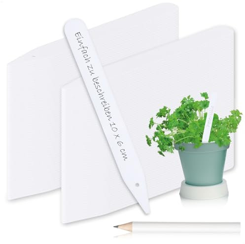 com-four® Etiquetas para Plantas 200x con lápiz - Etiquetas enchufables de 12 cm para Habitaciones, Balcones, Jardines - Tapones para Plantas para etiquetar (200 Piezas - Blanco - 12cm)