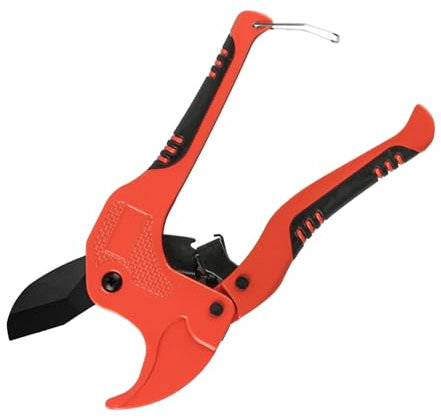 42mm PVC-Rohrschneider Kunststoff, Profi Kunststoff Rohrabschneider mit Ratsche für PVC PPR PP PE PEX Rohrschere, Haus Werkstatt Werkzeuge, mit Rutschsichere Griffe(Aluminium)