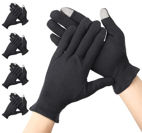 Segbeauty Guanti Cotone Dermatologici, 4 Paia Guanti Idratanti Touch Screen, Lavabili e Traspiranti, per Mani Asciutte, Ispezione di Gioielli, Fotografia, Donne (M)