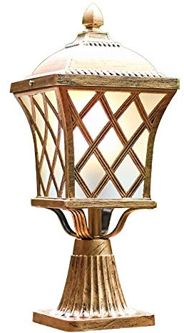 Europeo Victoria Alluminio Tradizione Giardino Patio Lampada da Prato Lampada a Colonna E27 Decorazione Lanterna in Vetro Lampada da Impermeabile per Esterni Pilastro Lampione Stradale Lampada a