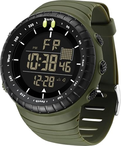 findtime Mens Digital Watch Sport Military Watches Tactical Waterproof Watch Minimalist Outdoor Work Big Face Simple Wrist Watches LED Luminous Alarm Stopwatch