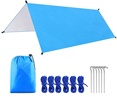 LjwZekyrnt 9.8 * 9.8 pies Multifuncional Impermeable Lona para Acampar Hamaca Sombrilla Carpa Refugio para la Lluvia Lona Liviana para Exteriores con Dosel para Acampar Picnic en