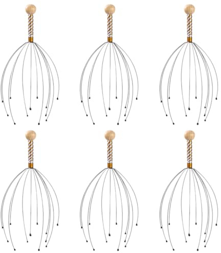 Genérico Massaggiatore Scalp Octopus 6 Pezzi Strumenti Multifunzione per Massaggio Testa e Stimolazione Capelluto a Casa Colore Casuale