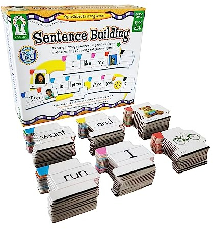 Key Education Sentence Building Game, Phonics Puzzles for Kids Ages 6-8, Learn to Read Parts of Speech, Sight Words, and More, Speech Therapy Materials for Kindergarten, 1st Grade, and Up