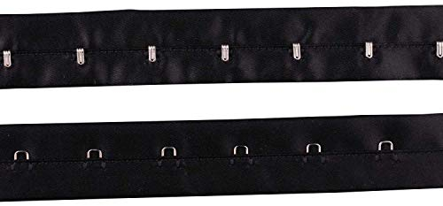 Trimming Shop Hook and Eye Tape Fabric Fastening for Personalising & Designing Clothing, DIY Fabric Craft Projects, Garments, Lingerie, Black, 25mm, 1 Metre