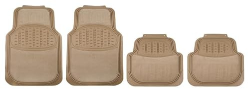 HEYNER® Auto Fußmatten mit Teppich UNIVERSAL beige zuschneidbar 4-teilig Fußmatten Teppich Matten Stoffmatten Textilmatte