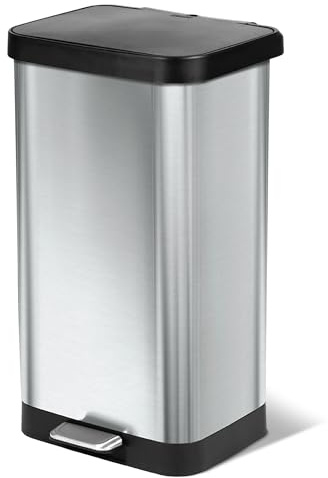 Glad Stainless Steel Step Trash Can with Clorox Odor Protection | Large Metal Kitchen Garbage Bin with Soft Close Lid, Foot Pedal and Waste Bag Roll Holder, 20 Gallon, Stainless
