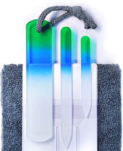 Juego de Limas de Cristal Checo para Uñas – Lima de Callos, Doble Superficie de Granos Diferentes, Manicura y Pedicura, Cuidado de las Uñas y Nail Art Profesional, Calidad de la UE