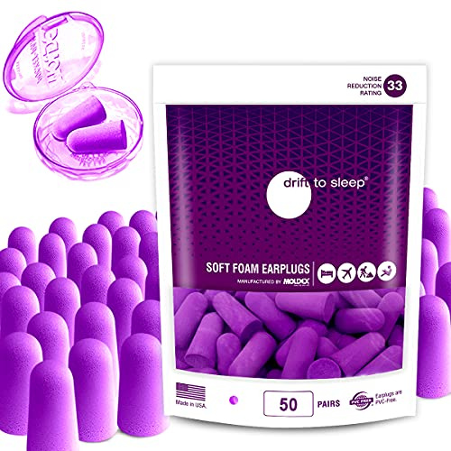 MOLDEX Soft Foam Earplugs Softies® Ear Plugs for Sleeping, Snoring, Work, Travel, Shooting -33dB Highest NRR Made in USA (Purple, 50 Pairs)