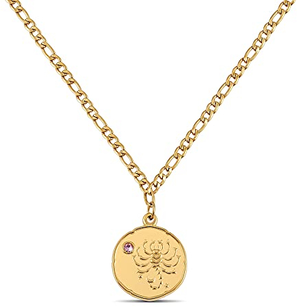 GD GOOD.designs Sternzeichen Kette Skorpion Gold mit Geburtsstein für Damen - 18K vergoldete Halskette mit Zodiac Anhänger