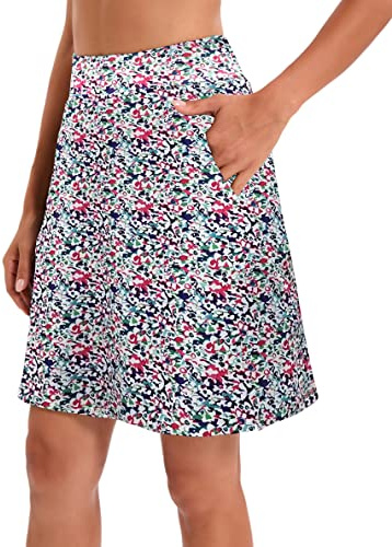 Jhsnjnr Women's Golf Skorts with Pockets Knee Length Elasticated Waist Active Athletic Tennis Skirt