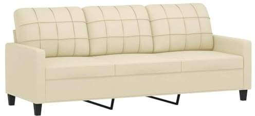 vidaXL 3-sitssoffa gräddvit 180 cm konstläder, 3-sitssoffa, tresitssoffa, 3 sitssoffa, 3-sitssoffor, tresitssoffor, 3 sitssoffor, 3 sits soffa