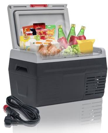 Smad Autokühlschrank 20L Kühlbox, 12V tragbarer Kühlschrank, 12/24V Kompressor Kühlschrank, Elektrische Kühlbox für Auto, LKW, Wohnmobil, Outdoor, Picknick, Road Trip, -20°C bis 20°C